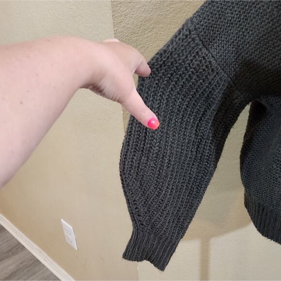 ELODIE Grey cable knit lantern sleeve sweater size XL - Picture 4 of 6